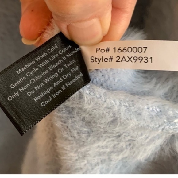 Boston Proper Tunic Sweater powder blue v neck fuzzy cozy excellent Size S - Picture 7 of 8